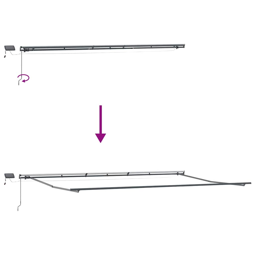 Tenda da Sole Retrattile Manuale con LED Bordò 600x300 cm