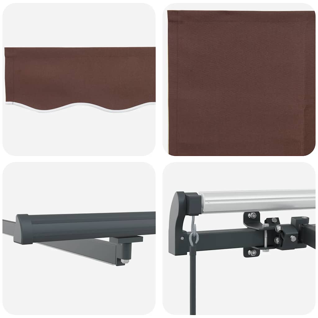 Tenda da Sole Retrattile Manuale con LED Marrone 500x300 cm