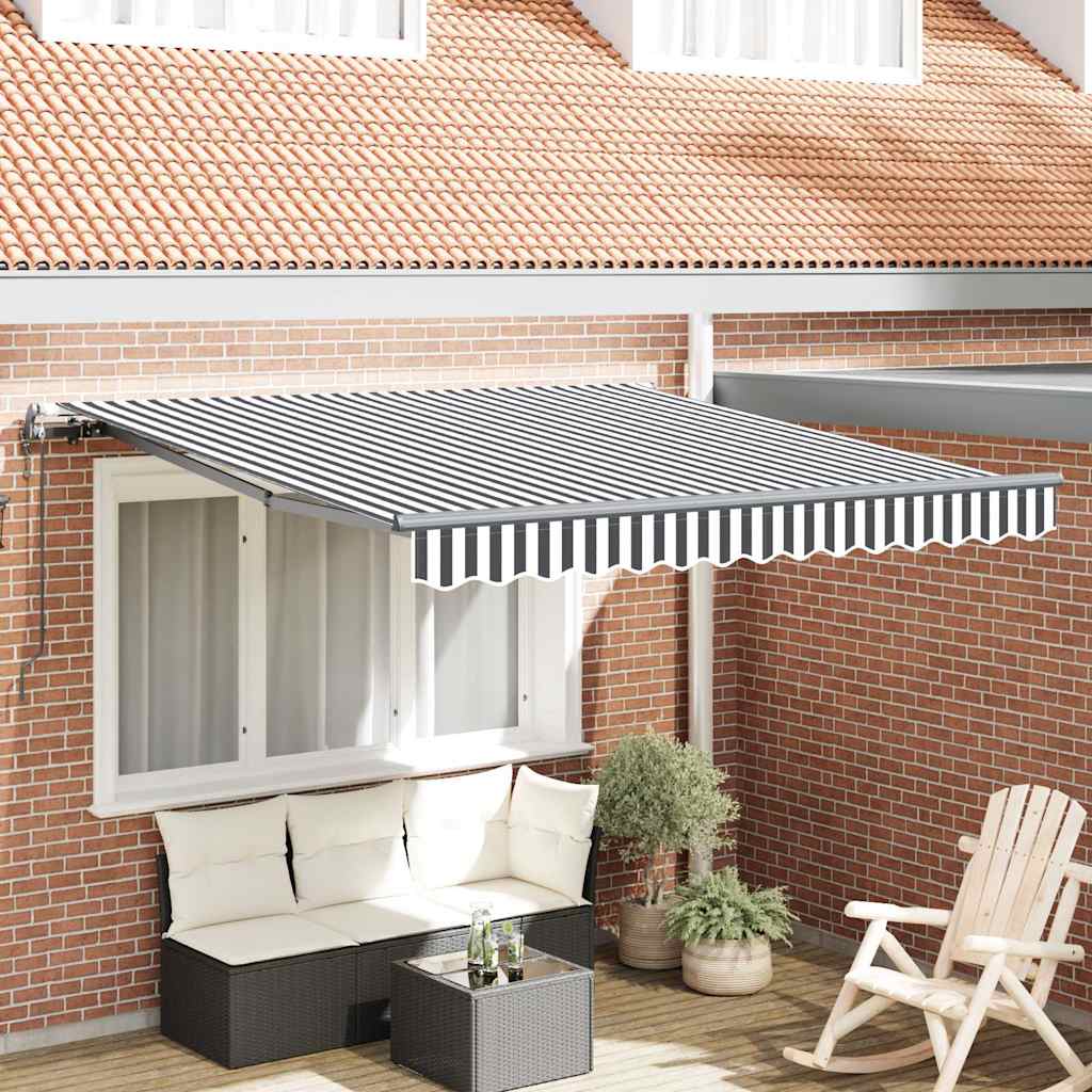 Tenda Sole Retrattile Automatica Antracite e Bianco 300x250 cm