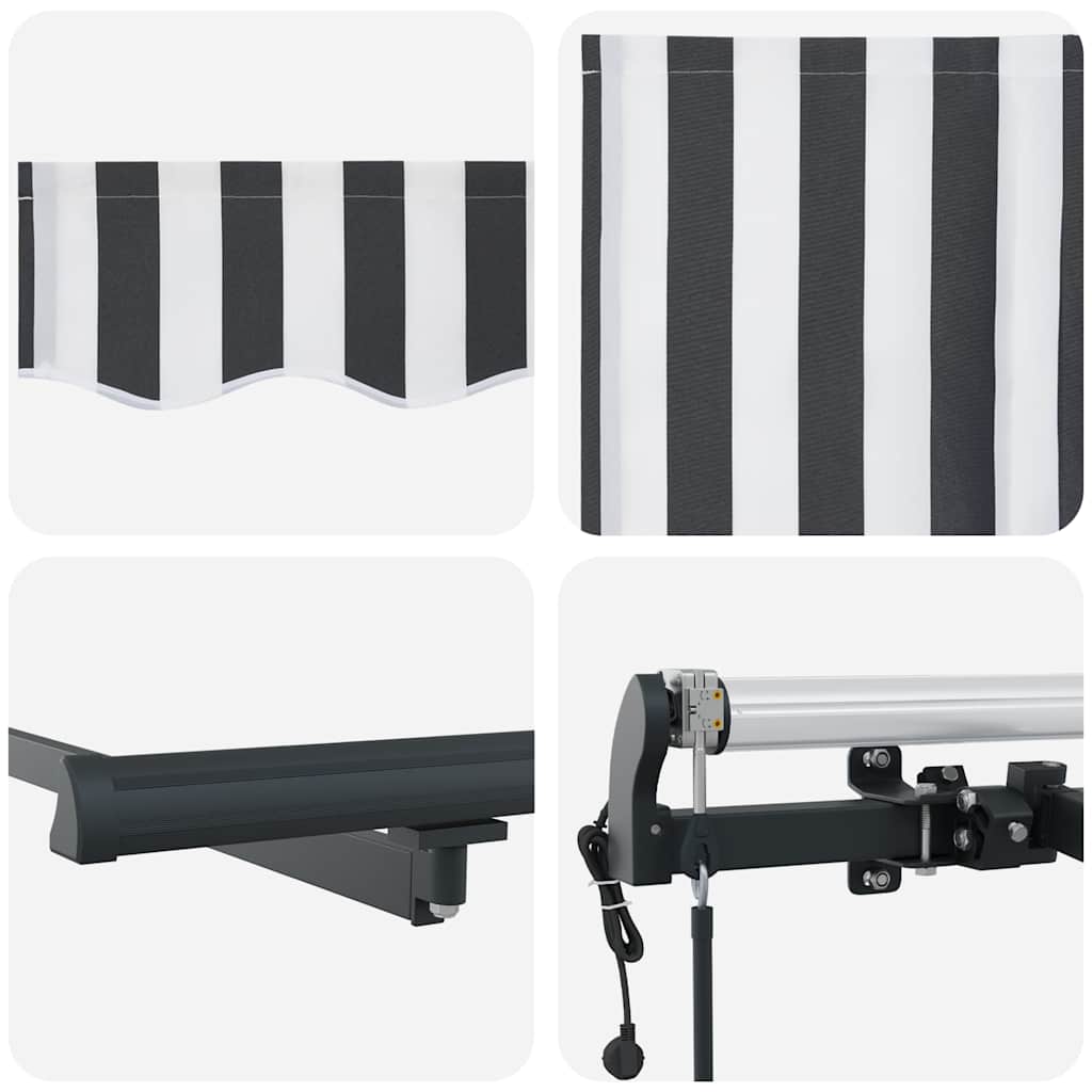 Tenda Sole Retrattile Automatica Antracite e Bianco 400x300 cm