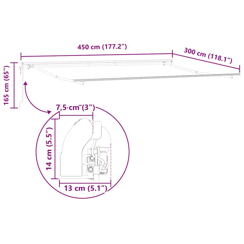 Tenda Retrattile Automatica Antracite e Bianco 450x300 cm