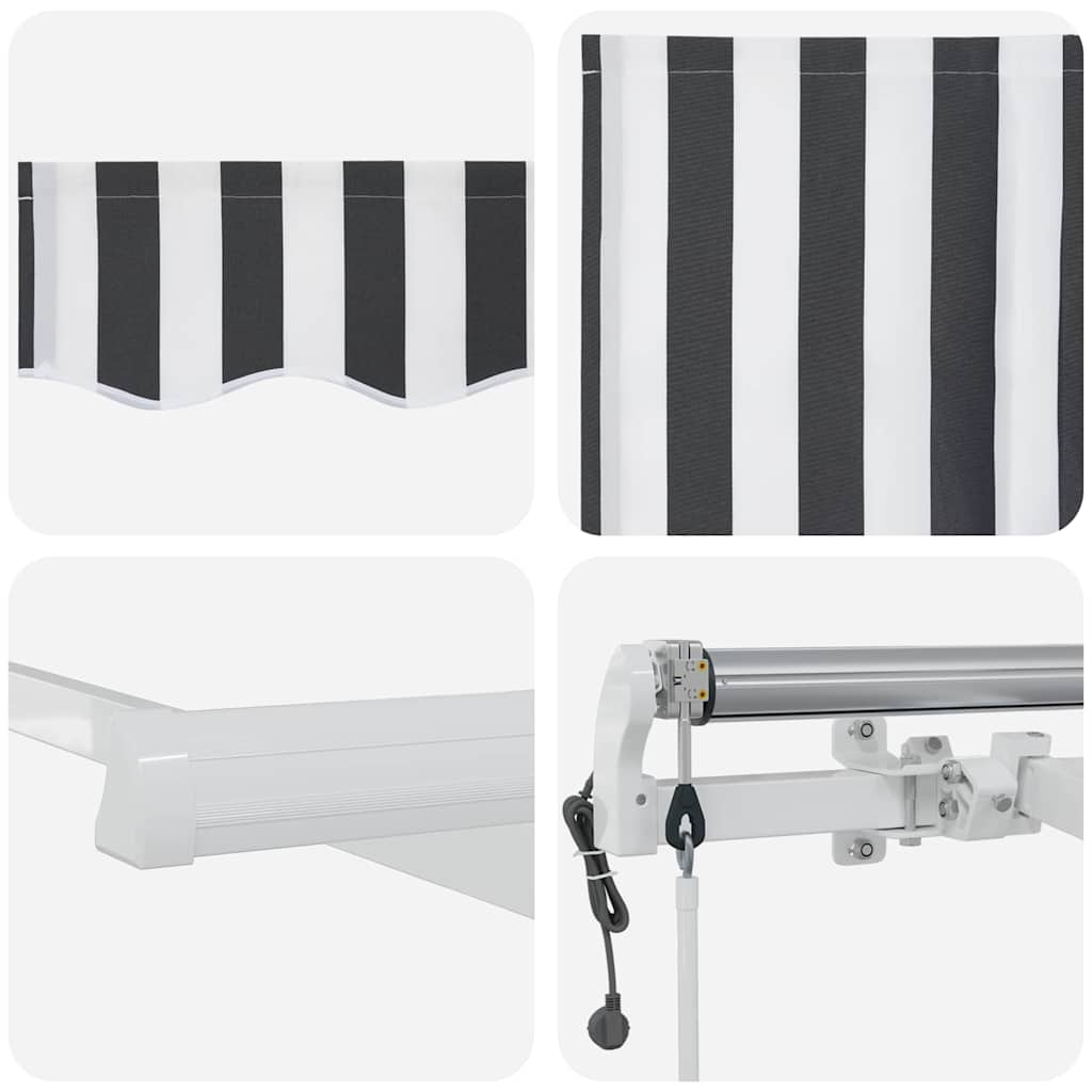 Tenda Sole Retrattile Automatica Antracite e Bianco 500x300 cm