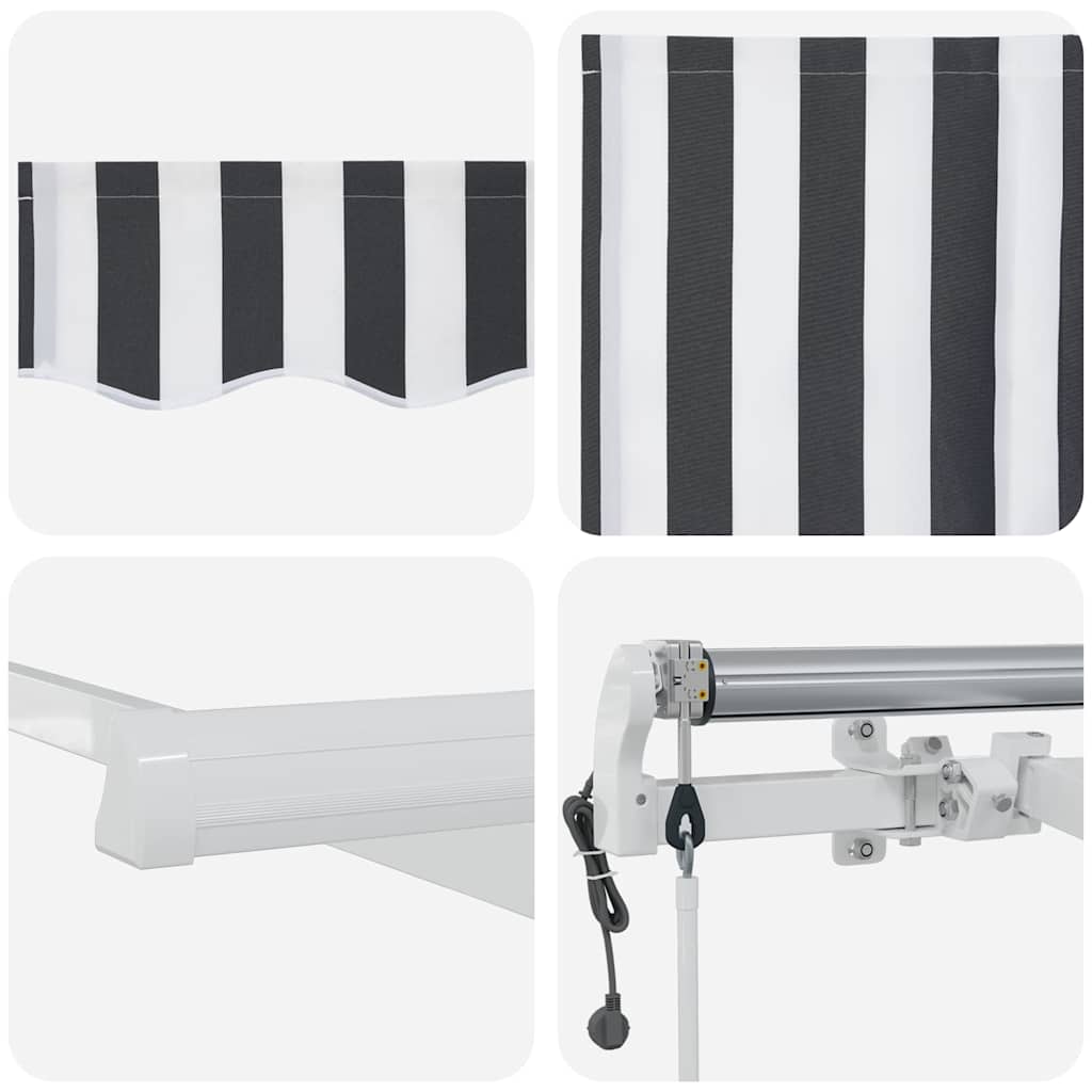 Tenda Sole Retrattile Automatica Antracite e Bianco 500x300 cm