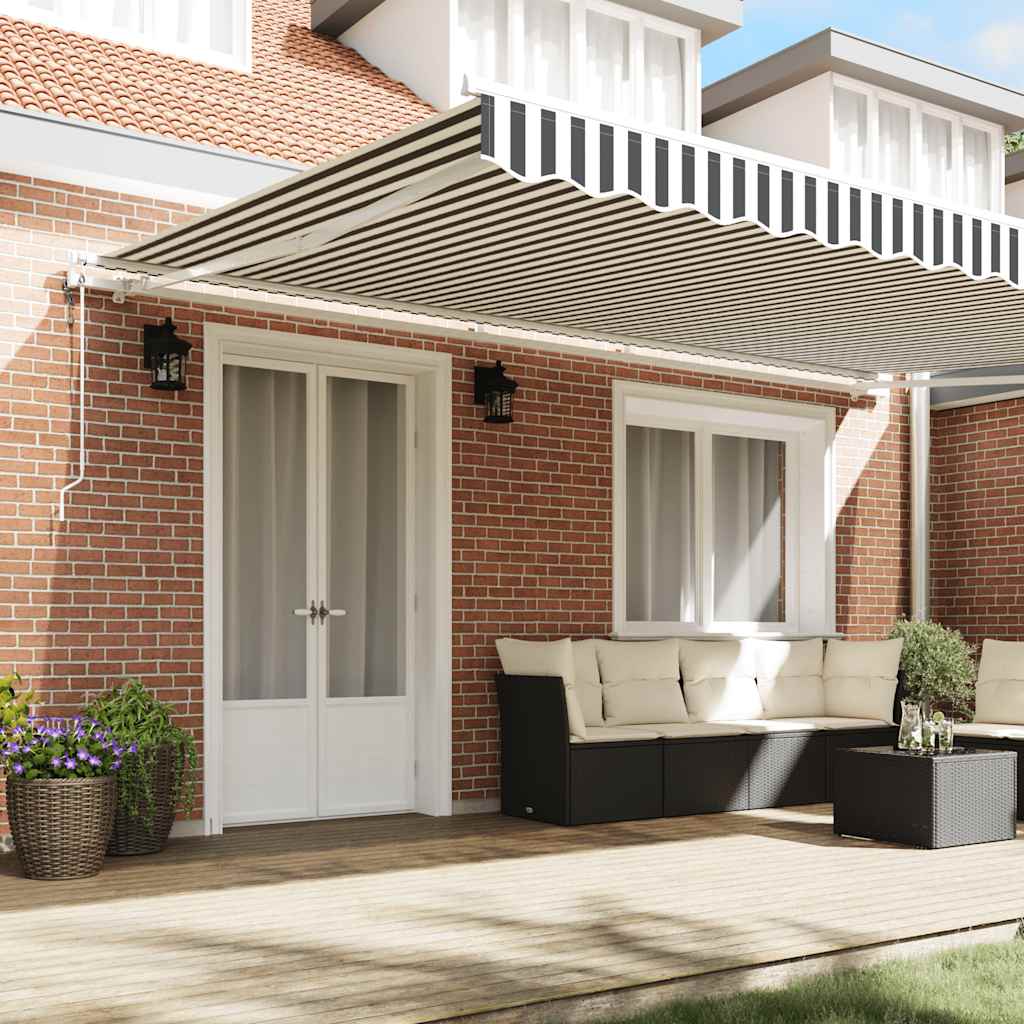 Tenda Sole Retrattile Automatica Antracite e Bianco 500x300 cm