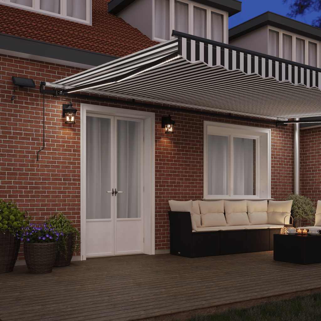 Tenda Retrattile Manuale con LED Antracite/ Bianco 500x300 cm
