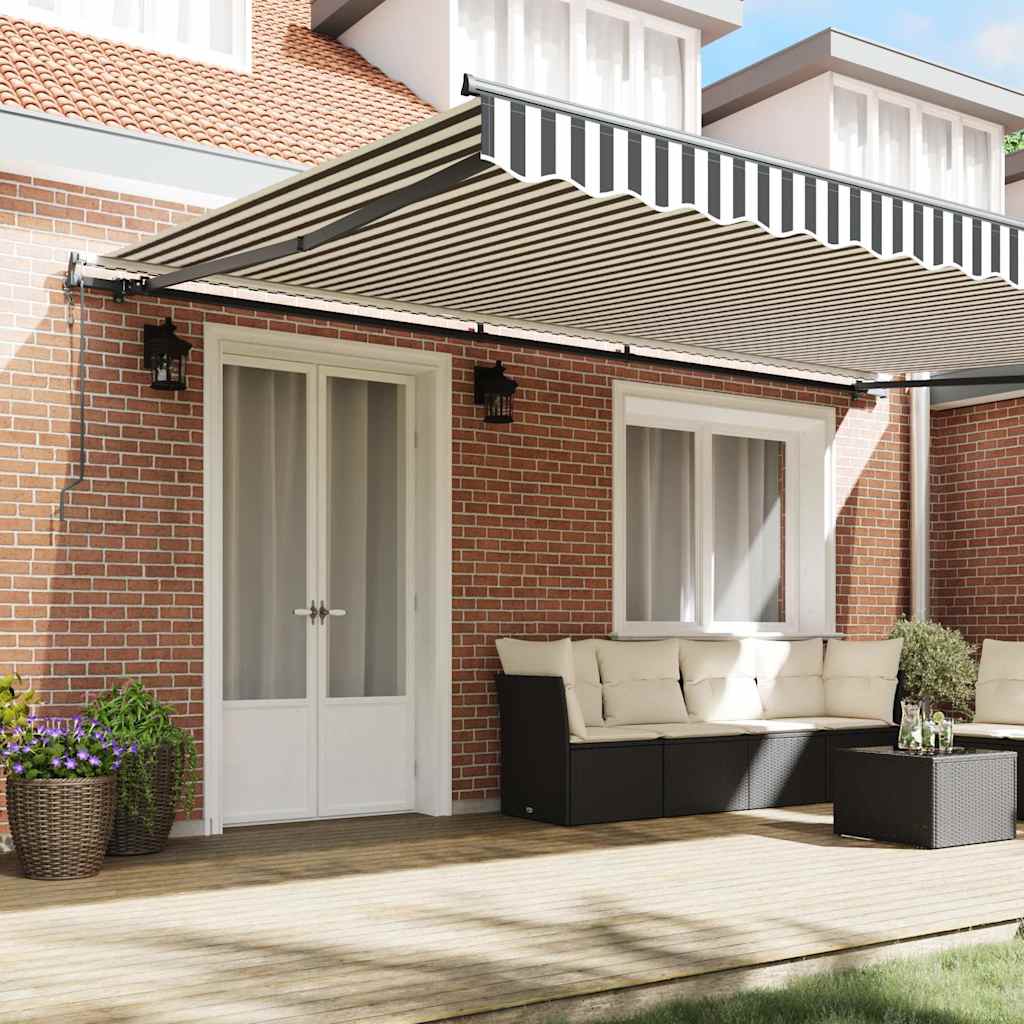 Tenda Sole Retrattile Automatica Antracite e Bianco 500x300 cm