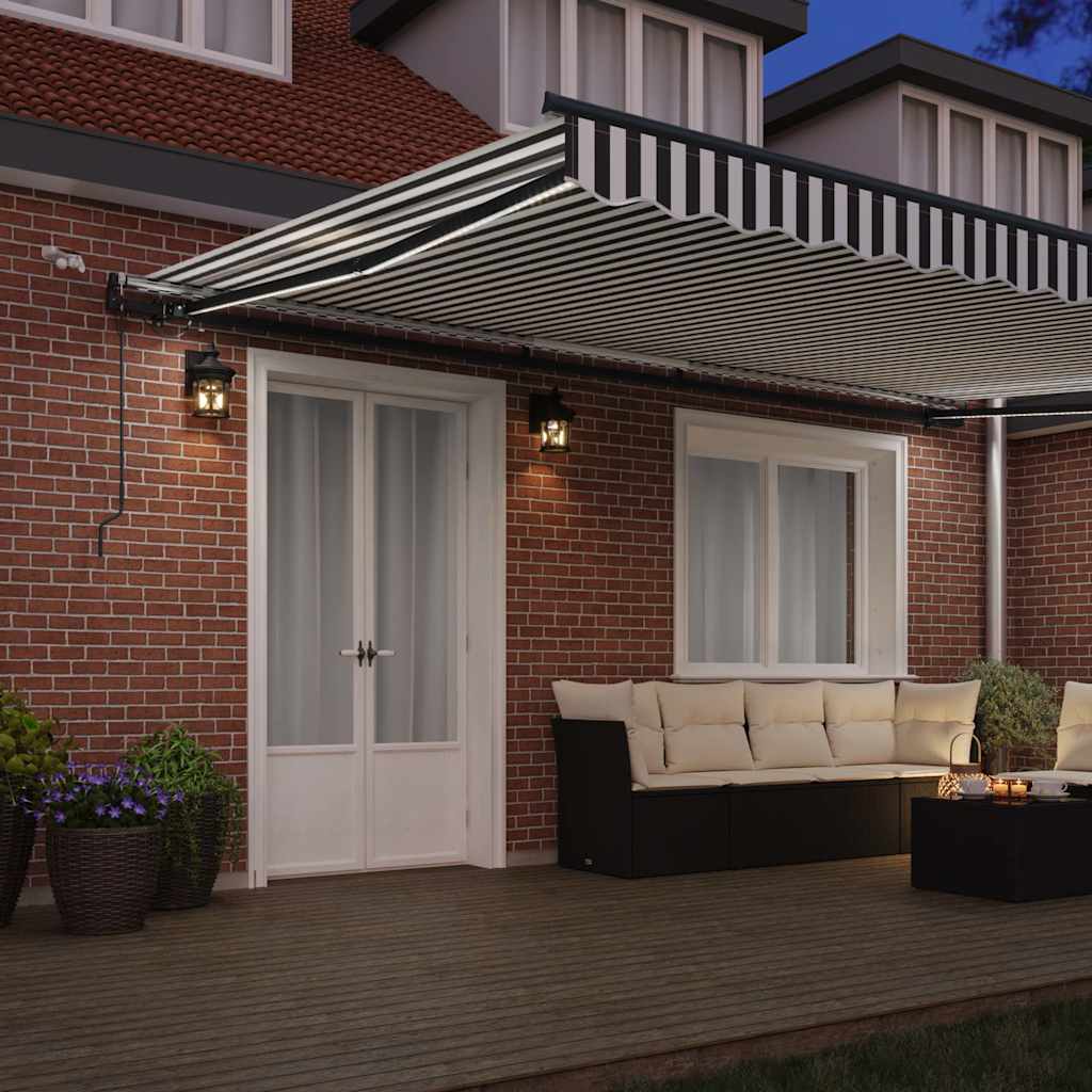 Tenda retrattile Antracite e Bianco 500 × 300 cm Poliestere