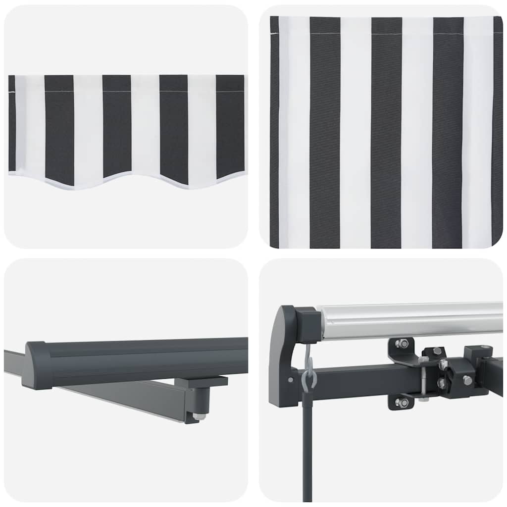 Tenda Retrattile Manuale con LED Antracite e Bianco 600x300 cm