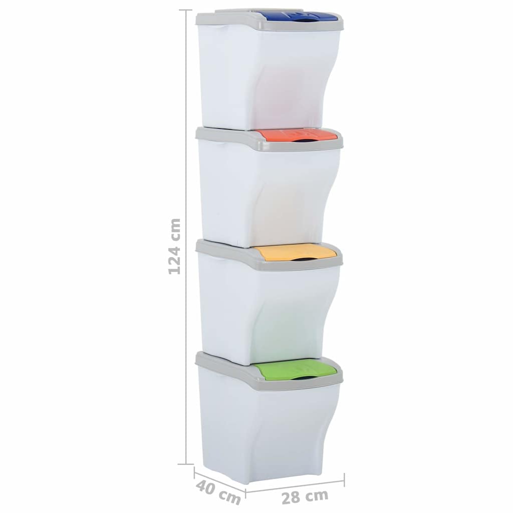 Pattumiere Impilabili 4 pz 80 L Bianco