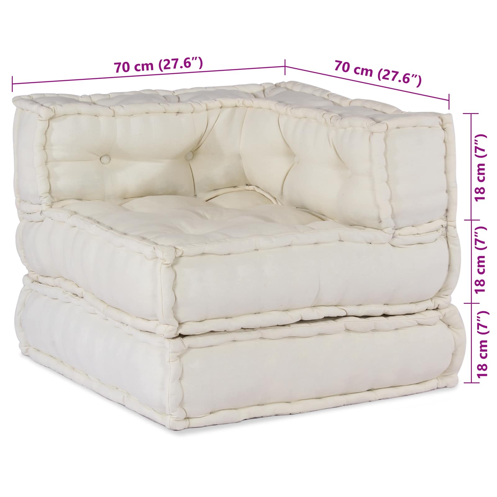 Unità di Divano Modulare Tessuto Crema 210 x 70 x 56 cm