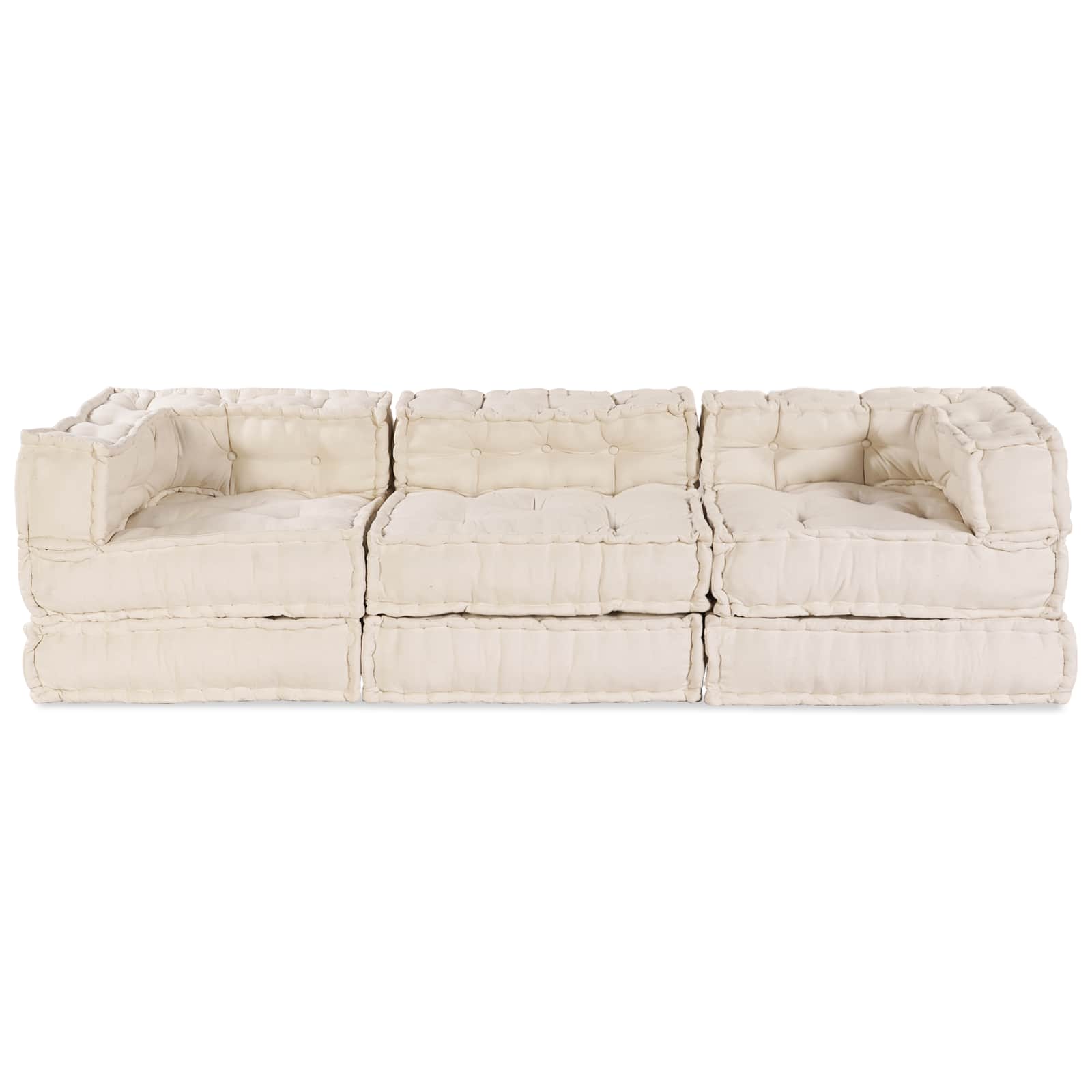 Unità di Divano Modulare Tessuto Crema 210 x 70 x 56 cm