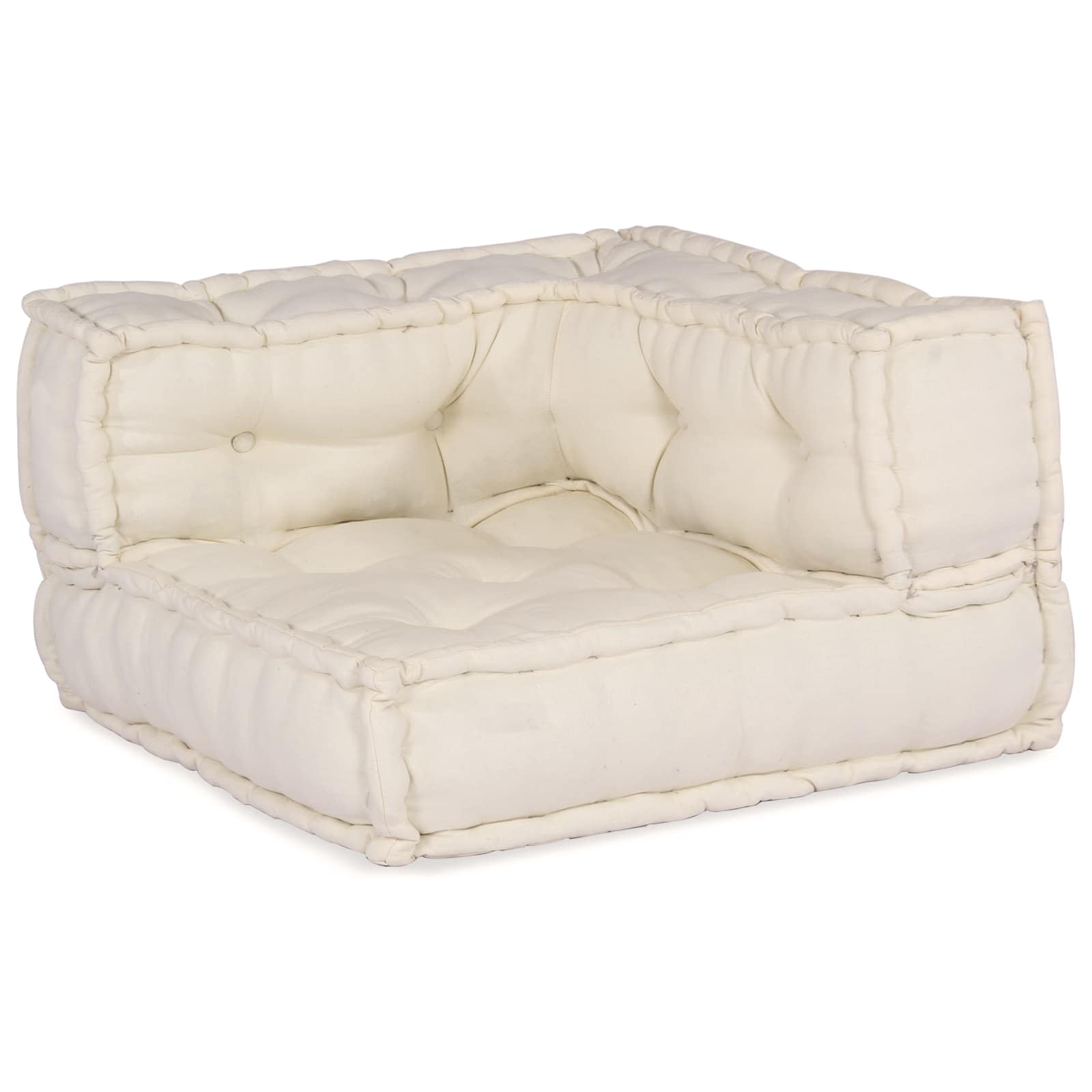 Unità di Divano Modulare Tessuto Crema 210 x 140 x 56 cm