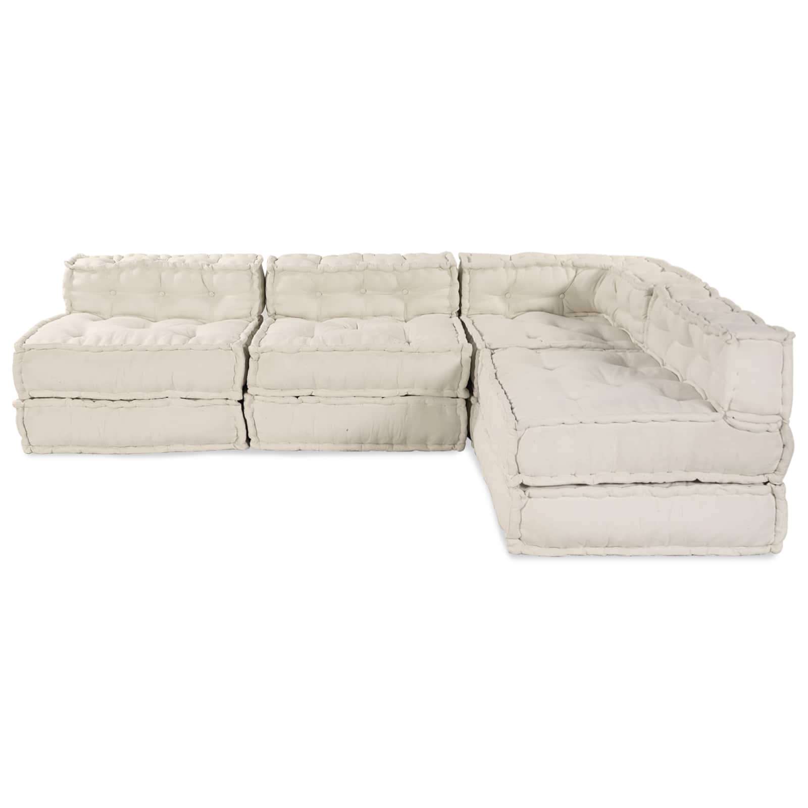 Unità di Divano Modulare Tessuto Crema 210 x 140 x 56 cm