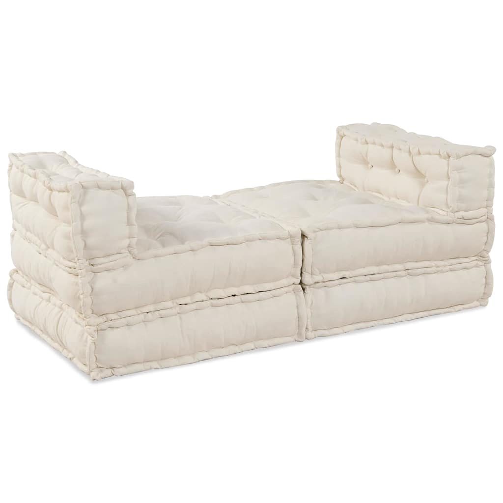 Unità di Divano Modulare Tessuto Crema 210 x 140 x 56 cm