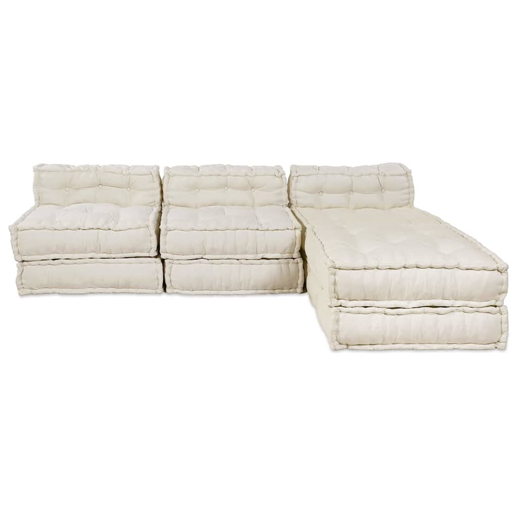 Unità di Divano Modulare Tessuto Crema 210 x 140 x 56 cm