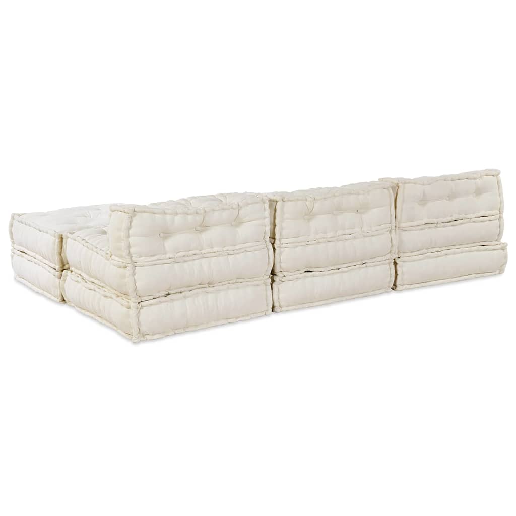 Unità di Divano Modulare Tessuto Crema 210 x 140 x 56 cm