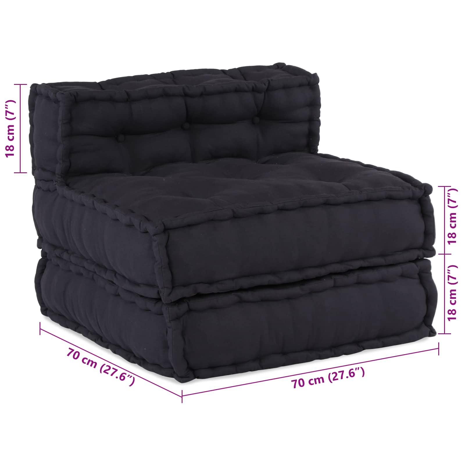 Unità di Divano Modulare Tessuto Antracite 210 x 140 x 56 cm