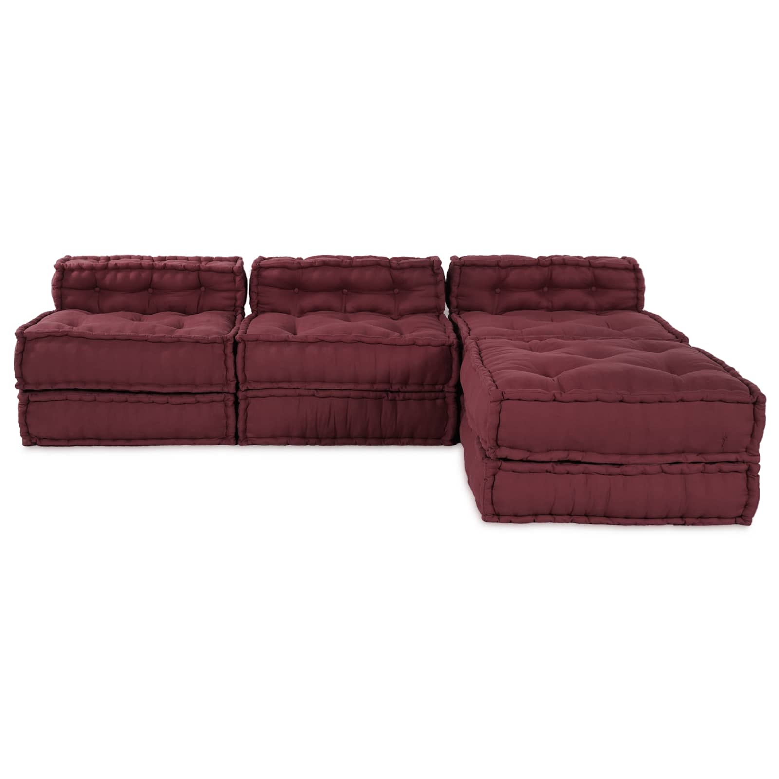 Unità di Divano Modulare Tessuto Bordeaux 210 x 140 x 56 cm
