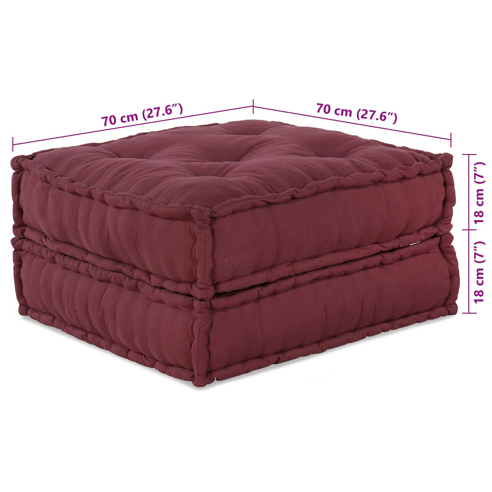 Unità di Divano Modulare Tessuto Bordeaux 210 x 140 x 56 cm