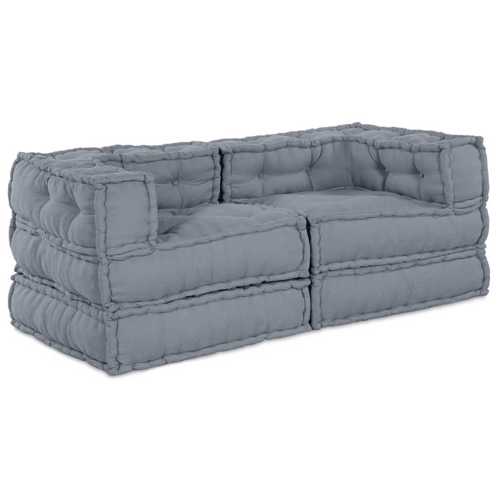 Unità di Divano Modulare 2 pz Tessuto Grigio 140 x 70 x 56 cm