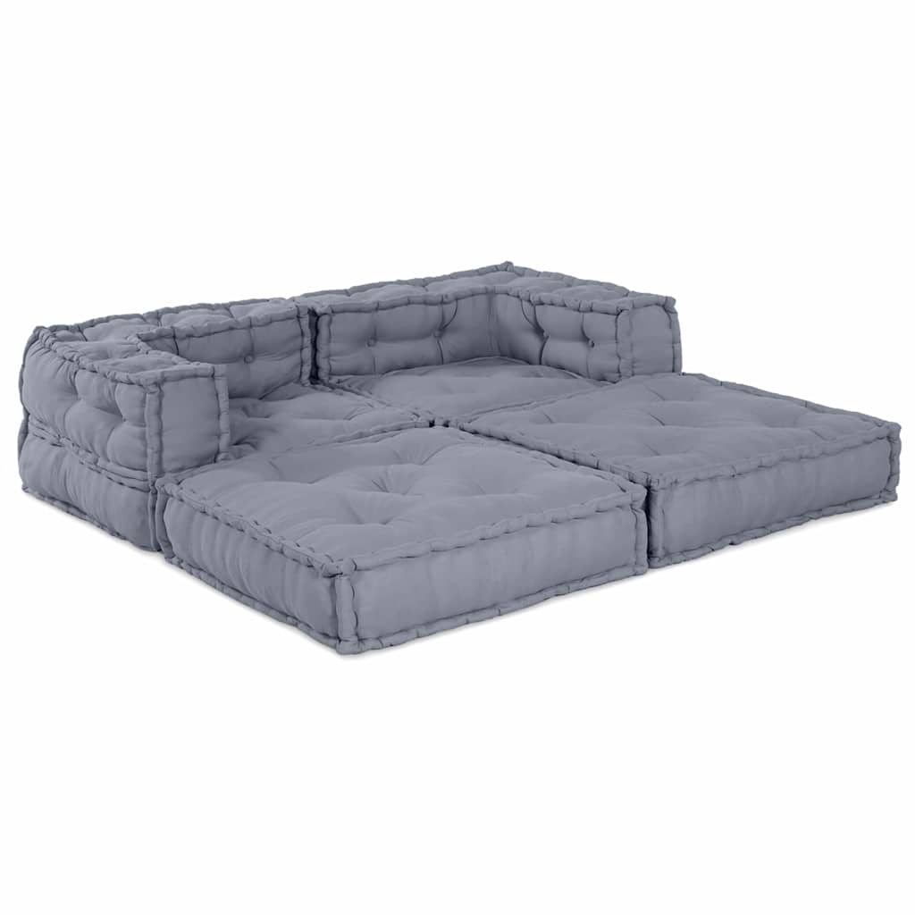 Unità di Divano Modulare 2 pz Tessuto Grigio 140 x 70 x 56 cm