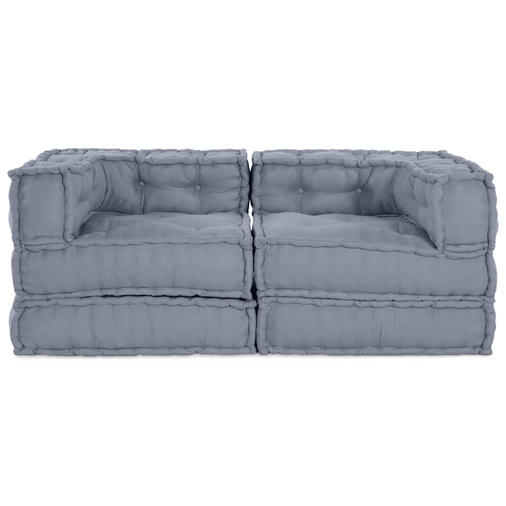 Unità di Divano Modulare 2 pz Tessuto Grigio 140 x 70 x 56 cm