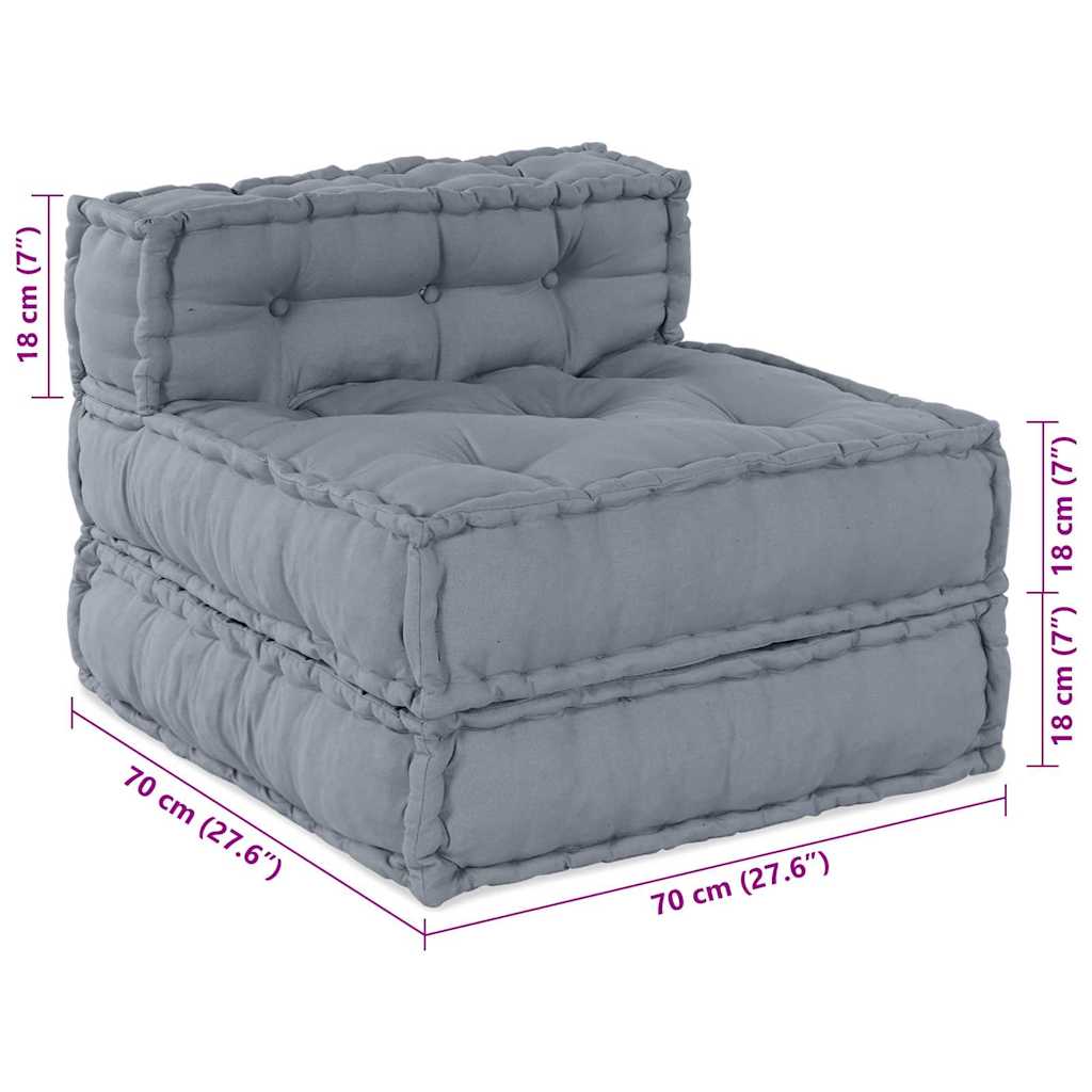 Unità di Divano Modulare Tessuto Grigio 210 x 70 x 56 cm