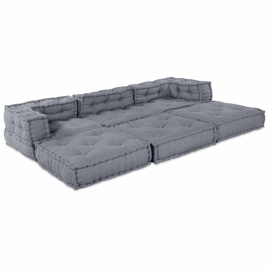 Unità di Divano Modulare Tessuto Grigio 210 x 70 x 56 cm