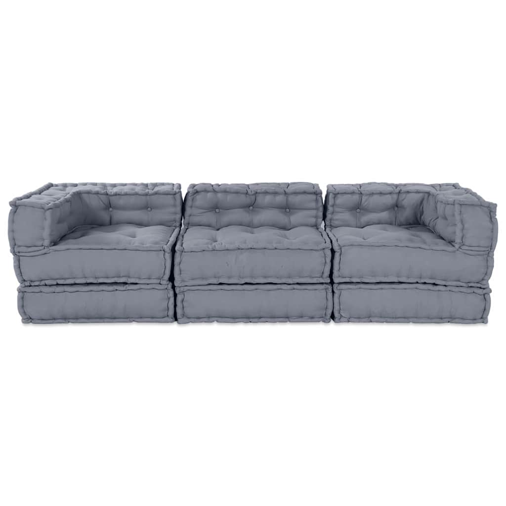 Unità di Divano Modulare Tessuto Grigio 210 x 70 x 56 cm