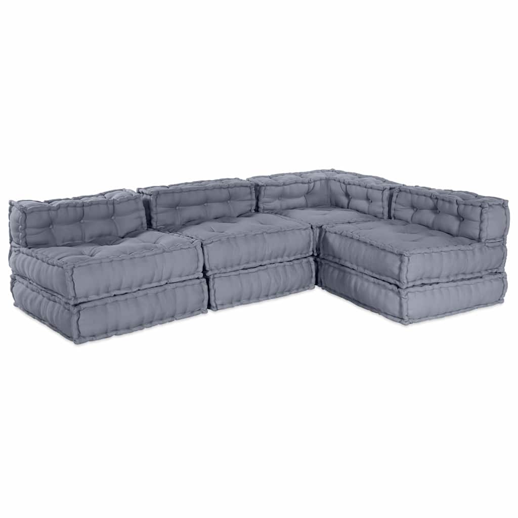 Unità di Divano Modulare Tessuto Grigio 210 x 140 x 56 cm