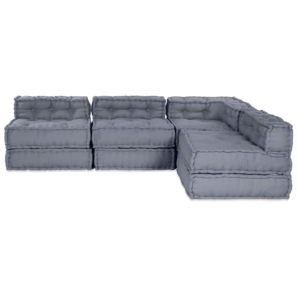 Unità di Divano Modulare Tessuto Grigio 210 x 140 x 56 cm