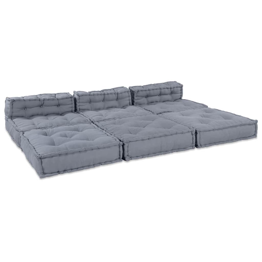 Unità di Divano Modulare Tessuto Grigio 210 x 140 x 56 cm