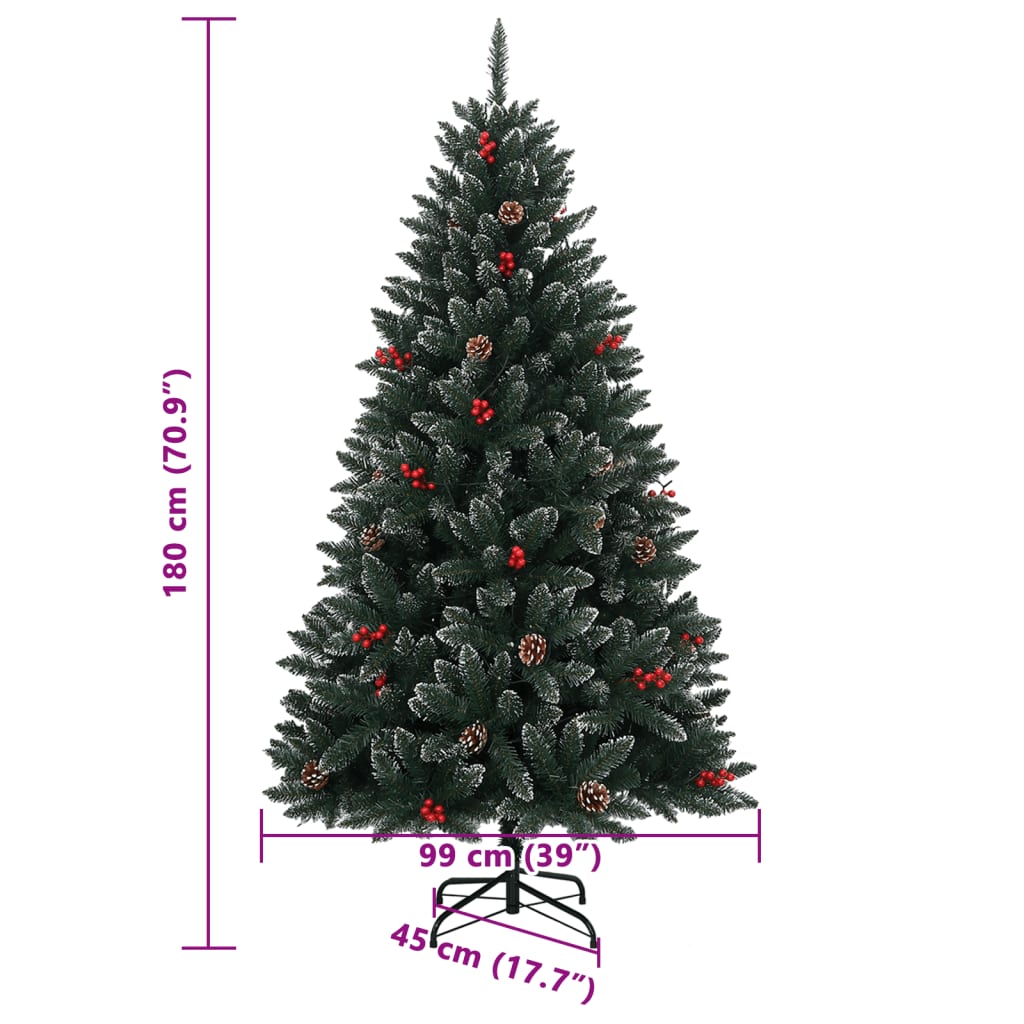 Albero di Natale Artificiale Incernierato con 300 LED 180 cm