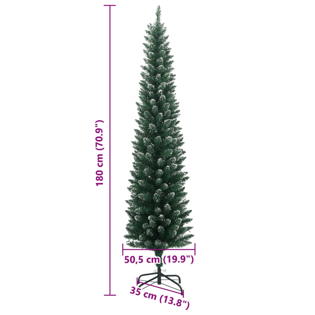 Albero di Natale Artificiale Sottile con 300 LED 180 cm