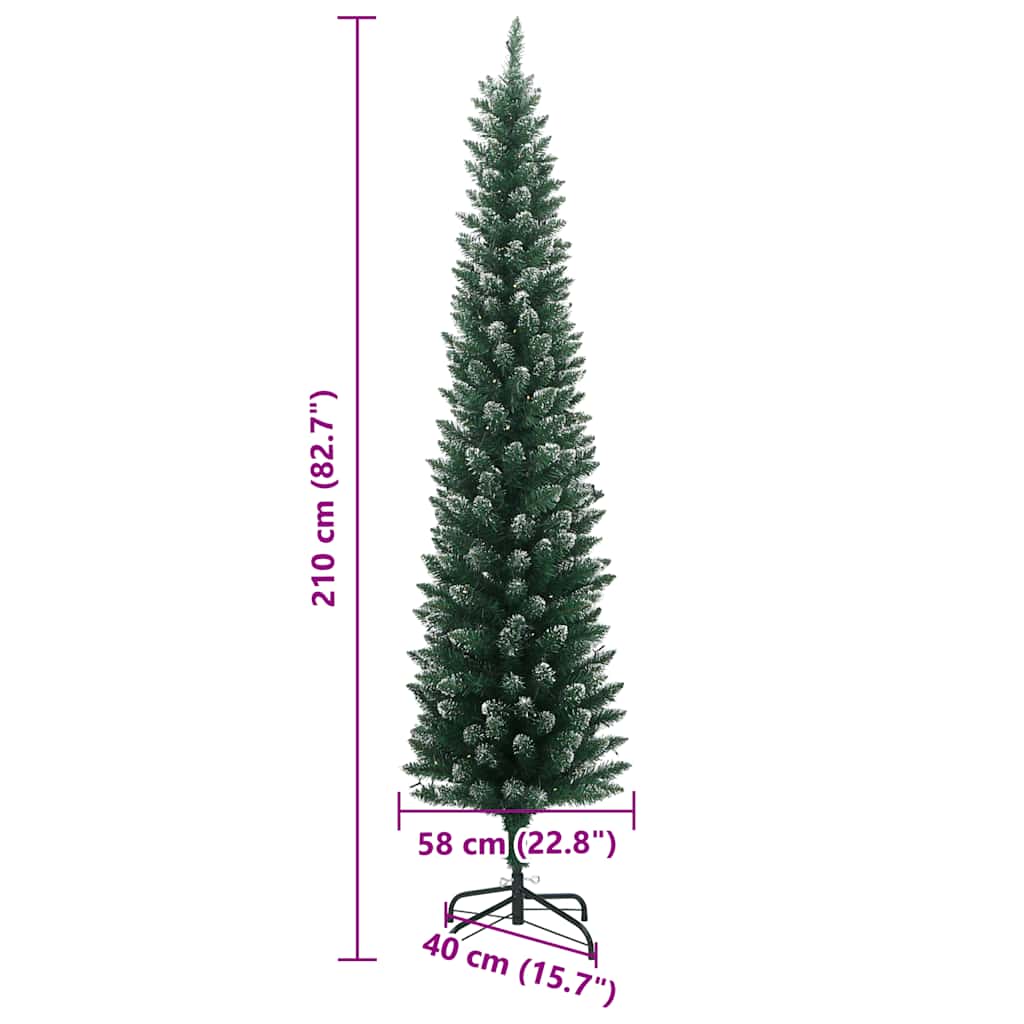 Albero di Natale Artificiale Sottile con 300 LED 210 cm