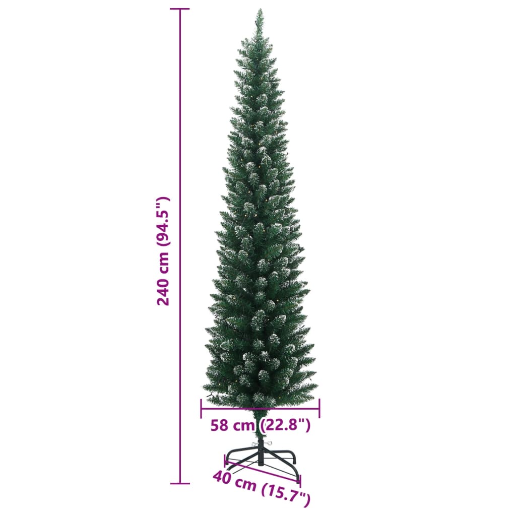 Albero di Natale Artificiale Sottile 300 LED 240 cm