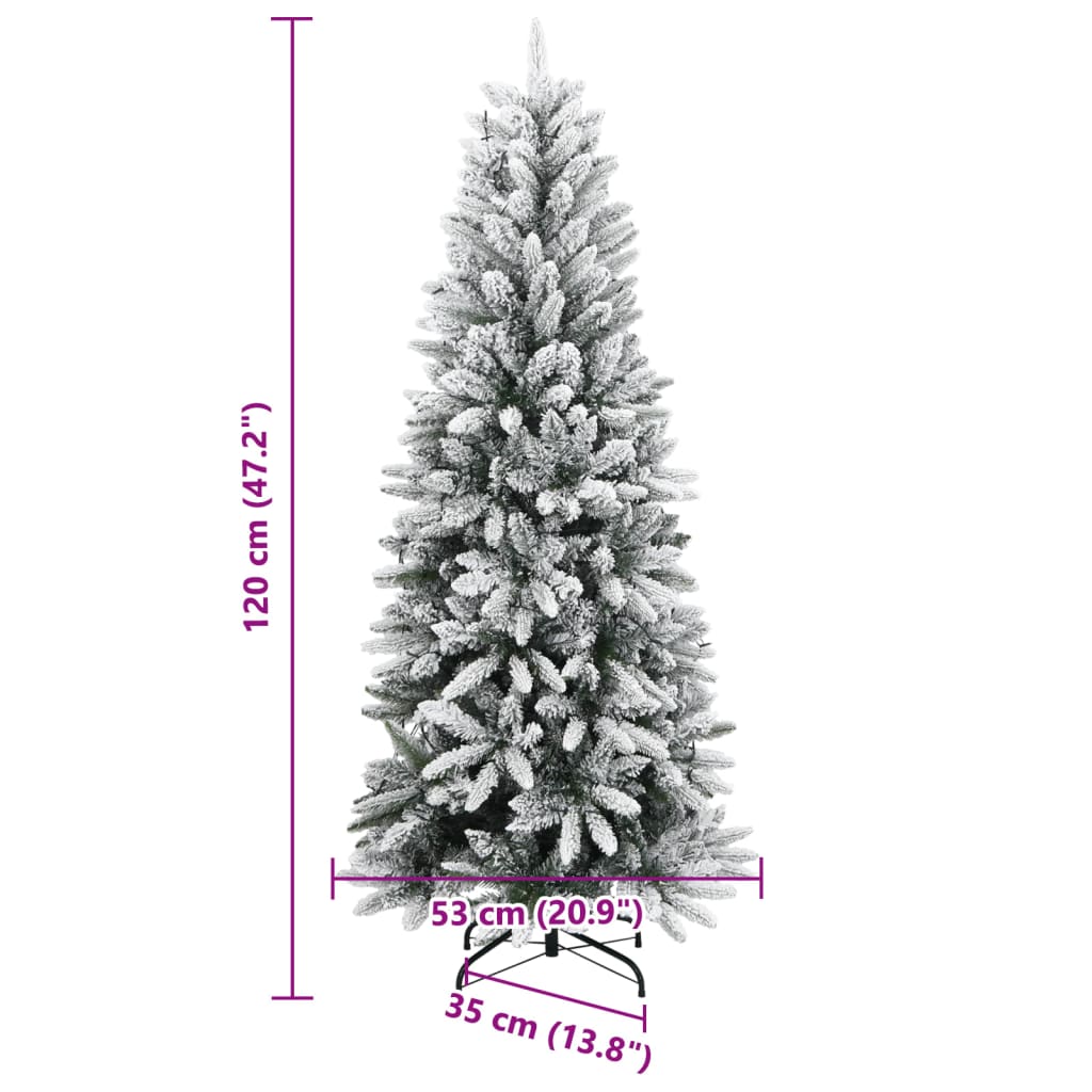 Albero di Natale Artificiale con 150 LED e Neve Fioccata 120 cm