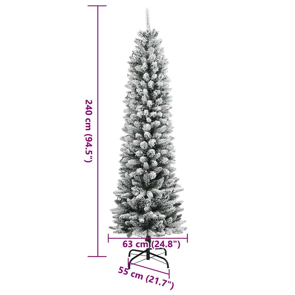 Albero di Natale Artificiale con 300 LED e Neve Floccata 240 cm