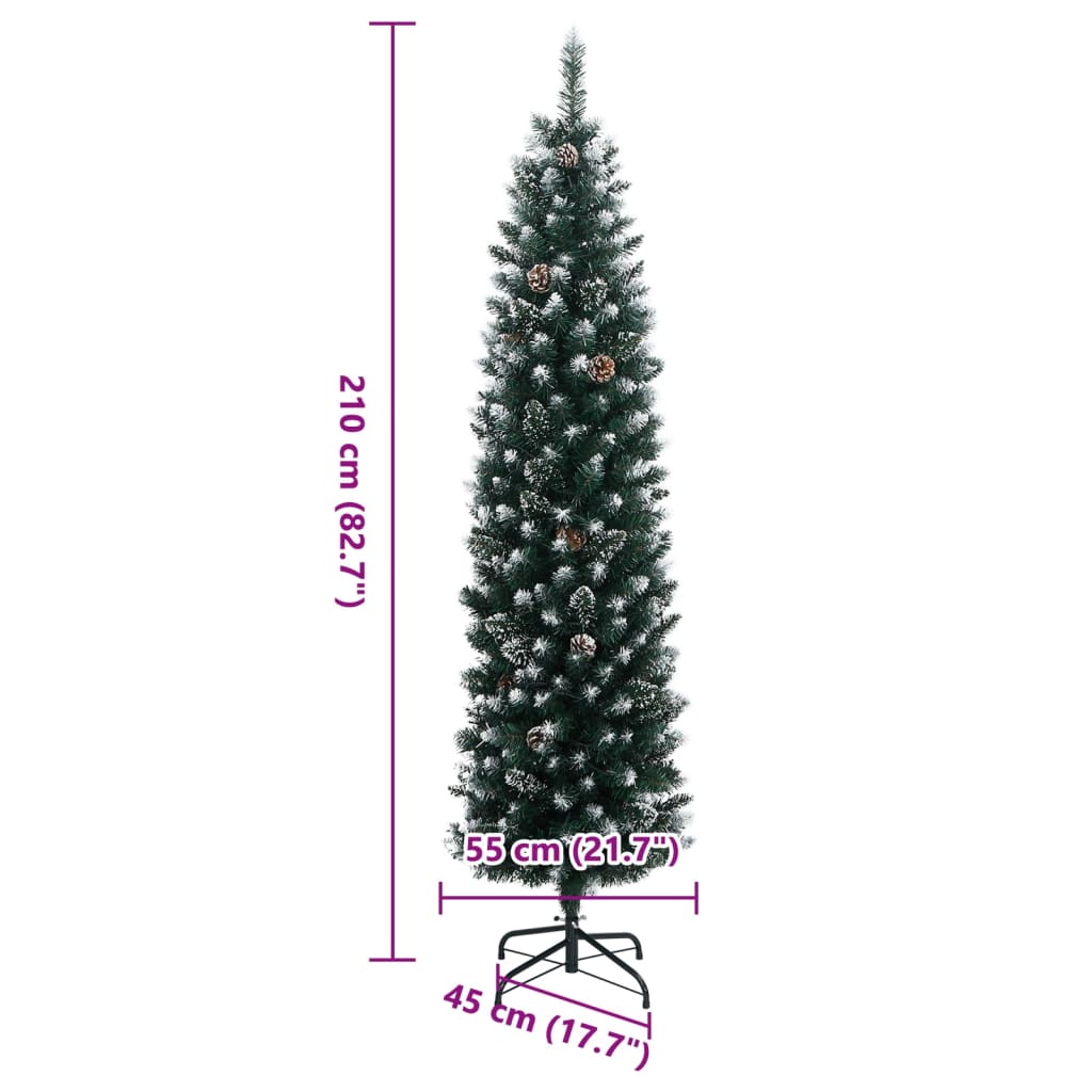 Albero di Natale Artificiale Sottile con 300 LED 210 cm