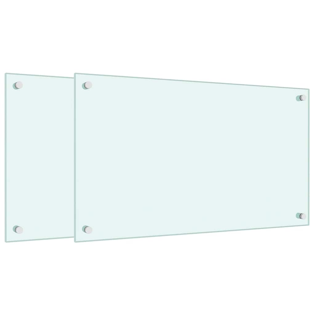 Paraschizzi per Cucina 2 pz Bianchi 70x40 cm in Vetro Temperato