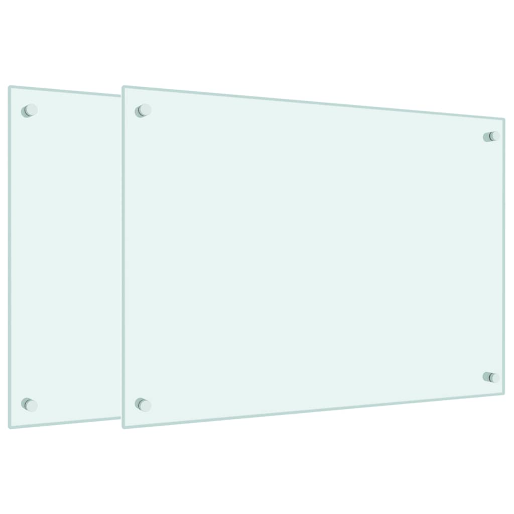 Paraschizzi per Cucina 2 pz Bianchi 70x50 cm in Vetro Temperato