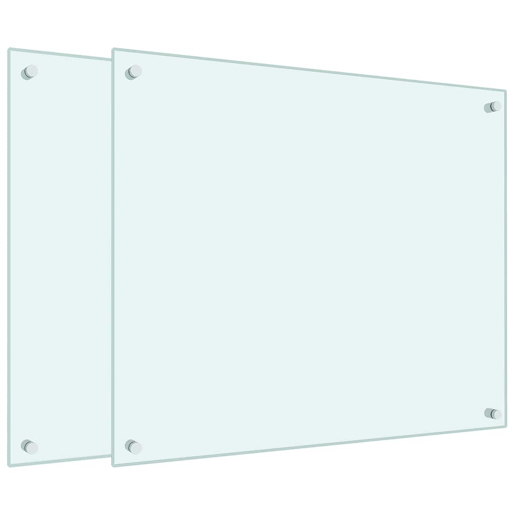 Paraschizzi per Cucina 2 pz Bianchi 70x60 cm in Vetro Temperato