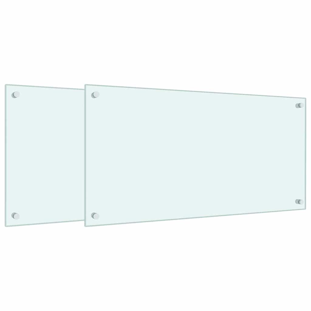 Paraschizzi per Cucina 2 pz Bianchi 80x40 cm in Vetro Temperato