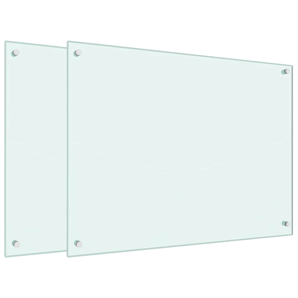 Paraschizzi per Cucina 2 pz Bianchi 80x60 cm in Vetro Temperato