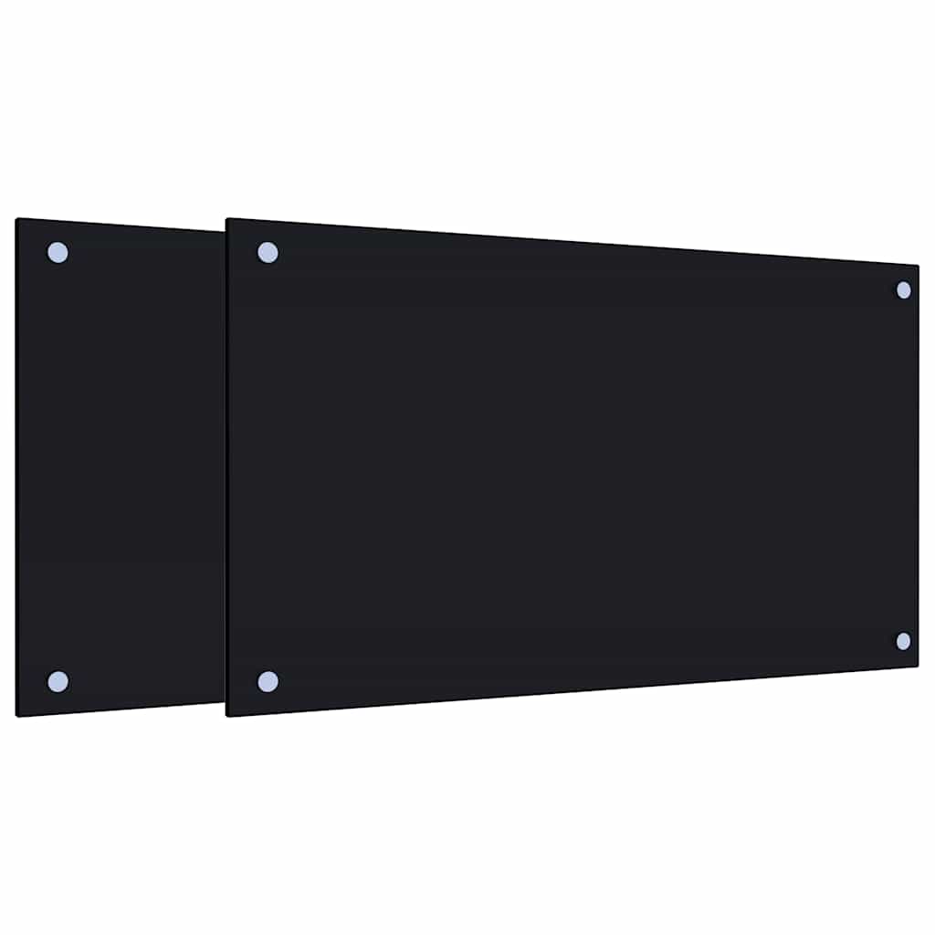 Paraschizzi per Cucina 2 pz Neri 70x40 cm in Vetro Temperato