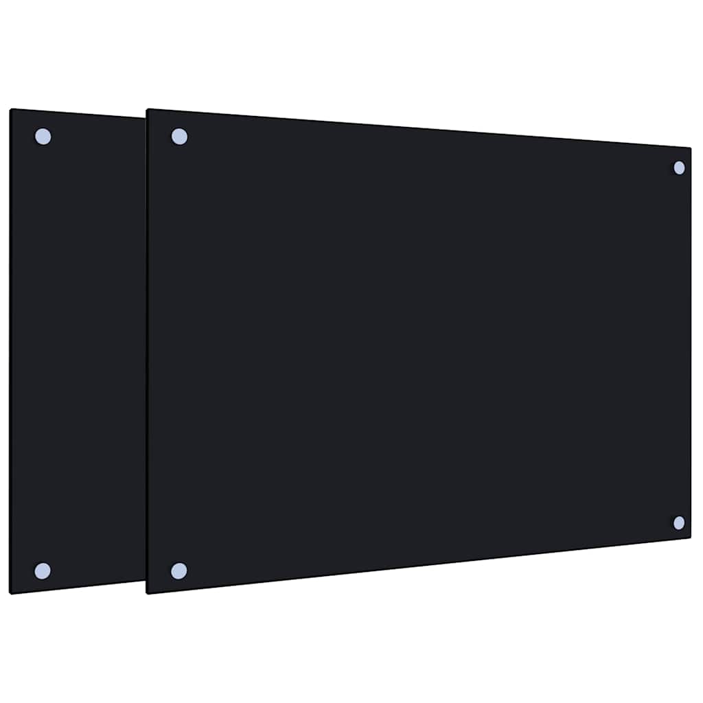 Paraschizzi per Cucina 2 pz Neri 70x50 cm in Vetro Temperato