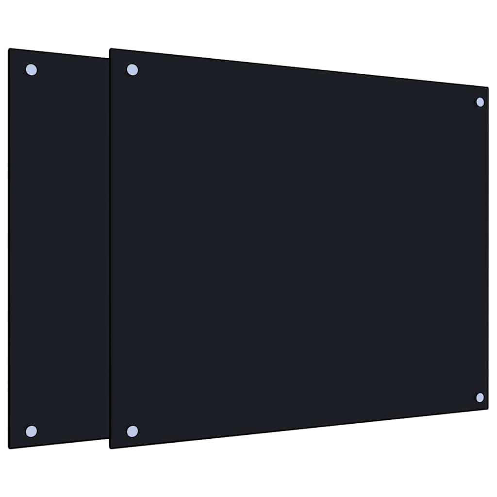 Paraschizzi per Cucina 2 pz Neri 70x60 cm in Vetro Temperato