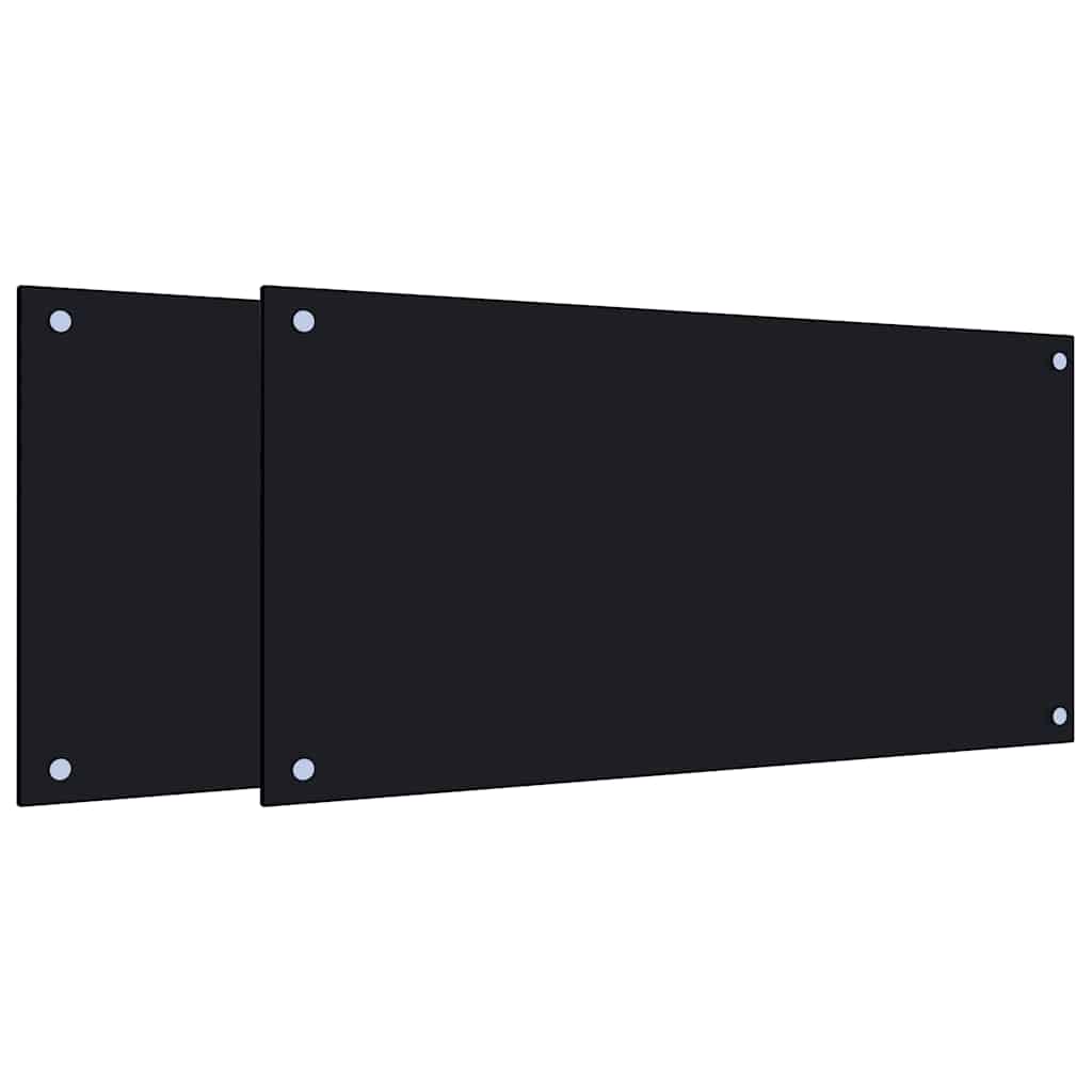 Paraschizzi per Cucina 2 pz Neri 80x40 cm in Vetro Temperato