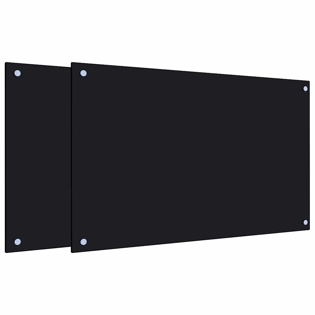 Paraschizzi per Cucina 2 pz Neri 80x50 cm in Vetro Temperato