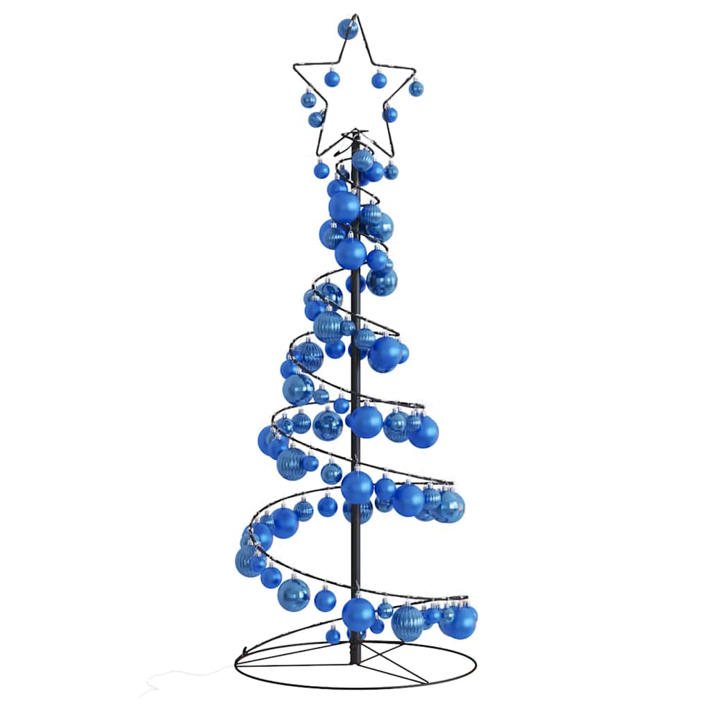 Albero di Natale a LED con Palline 80 LED Bianco Caldo 120 cm